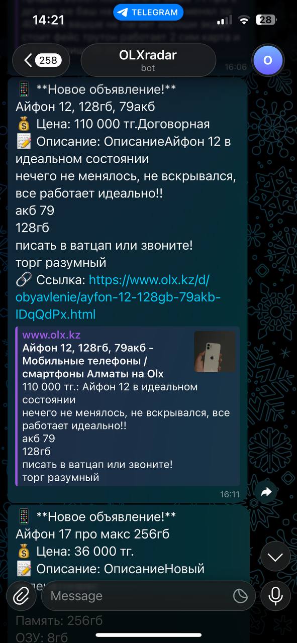 Скриншот работы системы 1